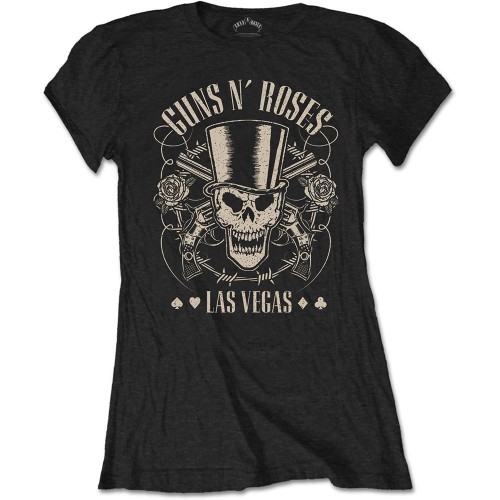 Tricou Damă Guns N' Roses Top Hat, Skull & Pistols Las Vegas