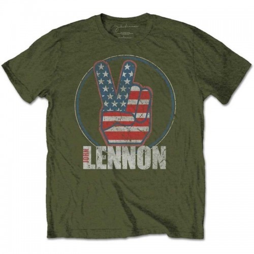Tricou John Lennon Peace Fingers US Flag