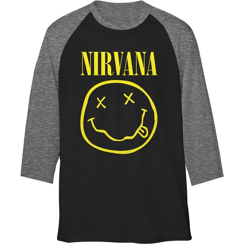 Tricou Mânecă 3/4 Nirvana Yellow Smiley