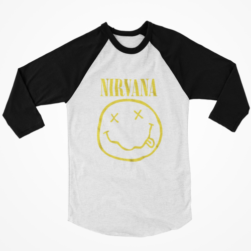 Tricou Mânecă 3/4 Oficial Nirvana Yellow Happy Face