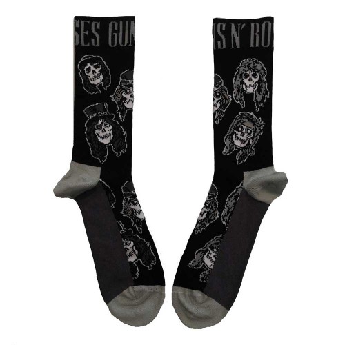 Șosete Guns N&#039; Roses Skulls Band Monochrome