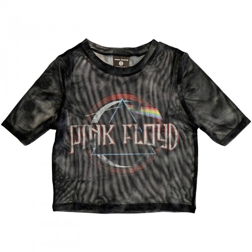 Tricou Damă Crop Top Plasă Pink Floyd Vintage Dark Side of the Moon Seal